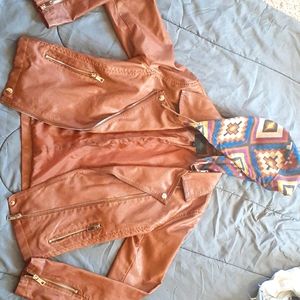 Brown faux leather jacket
